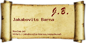 Jakabovits Barna névjegykártya