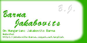 barna jakabovits business card